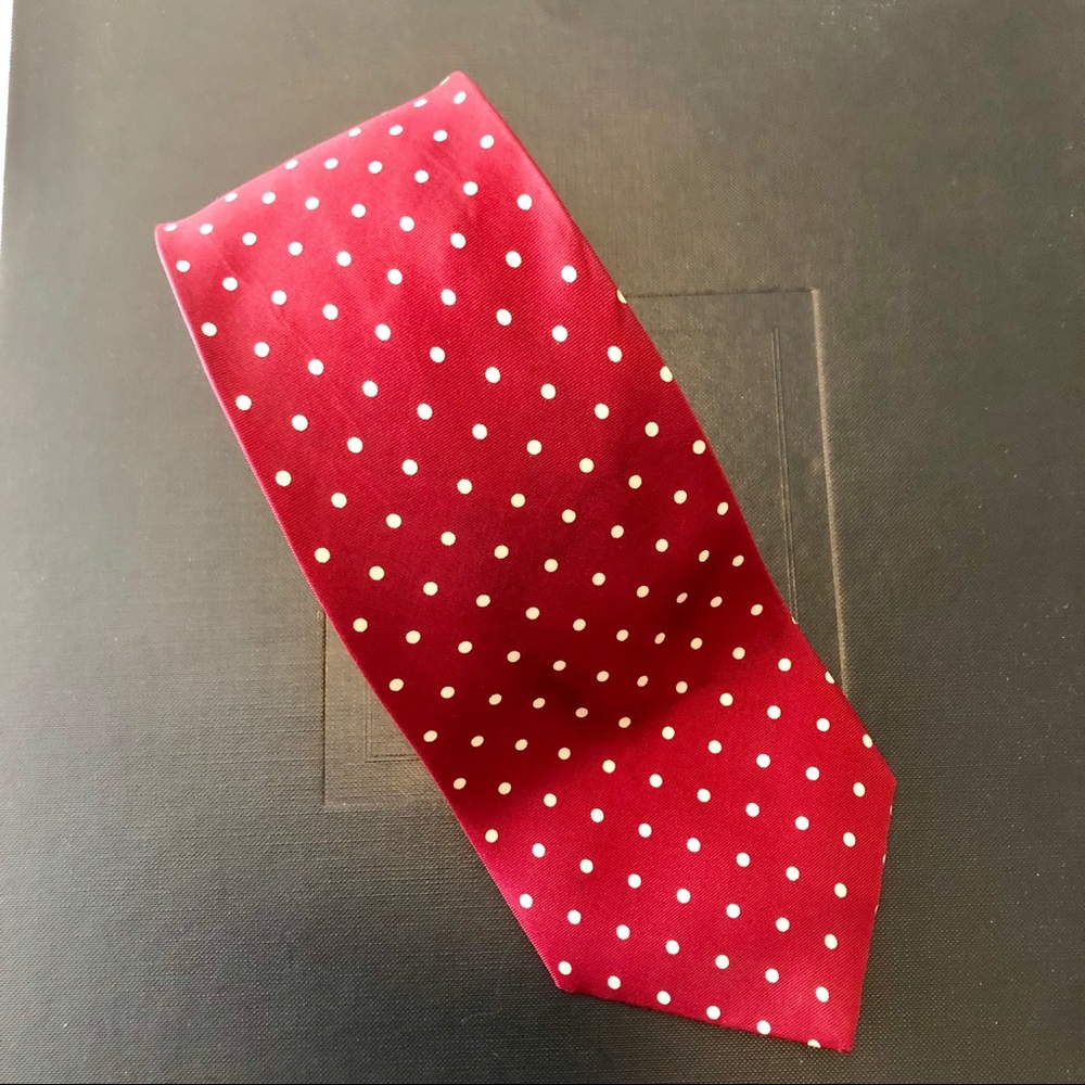 BURBERRY- Men’s Red Polka Dot Silk Tie